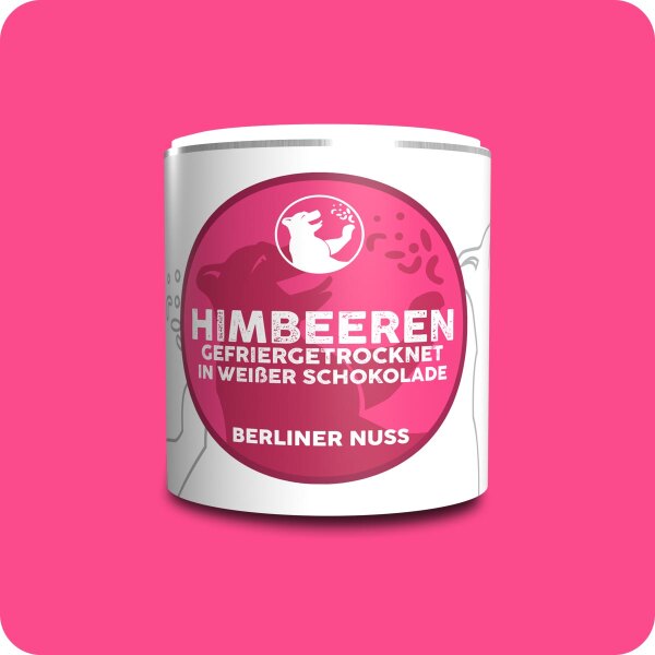 Gefriergetrocknete Himbeeren in weißer Schokolade 150g