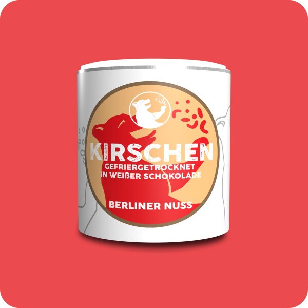 Gefriergetrocknete Kirschen in weißer Schokolade