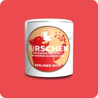 Gefriergetrocknete Kirschen in weißer Schokolade